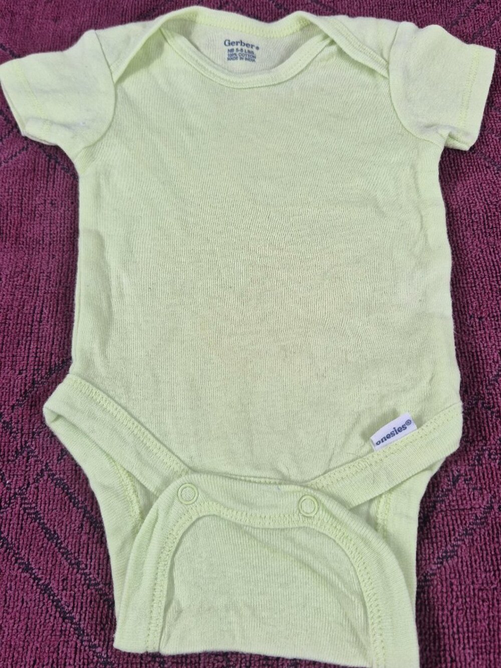 Gerber Onesie Neon Yellow Short Sleeve Size Newborn